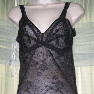 Size M Stretching Sheer Black Tank Top Sexy C-cup